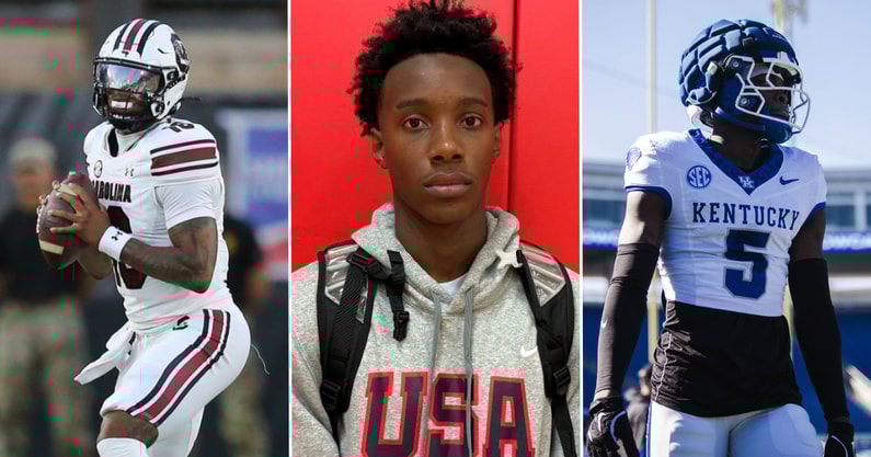 Photos of LaNorris Sellers (left), Christian Collins (middle) and DJ Waller Jr. via On3, Kentucky Sports Radio