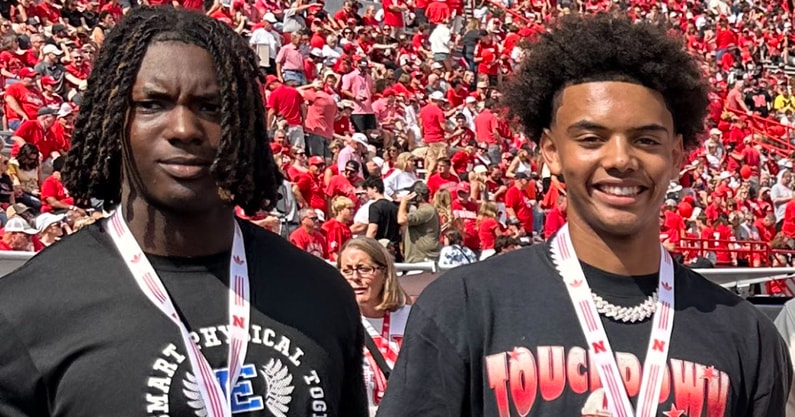 2027 OT Mason Halliman with Trae Taylor at Nebraska