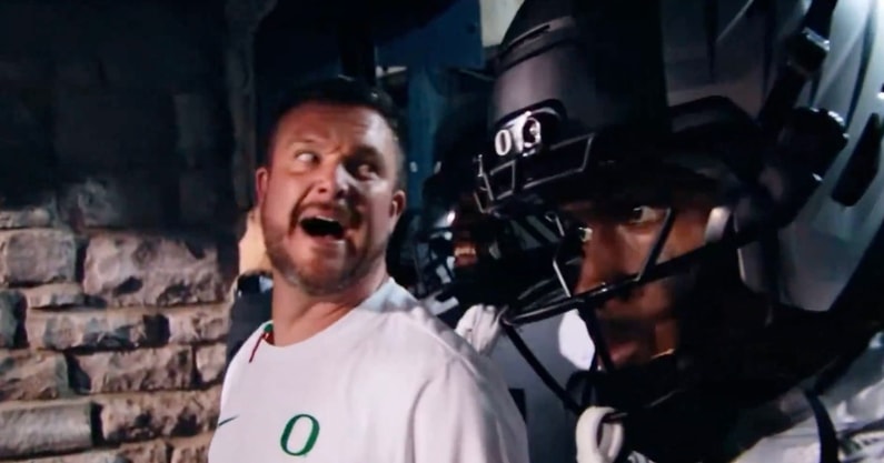 Oregon head coach Dan Lanning mocks We Are Penn State chant