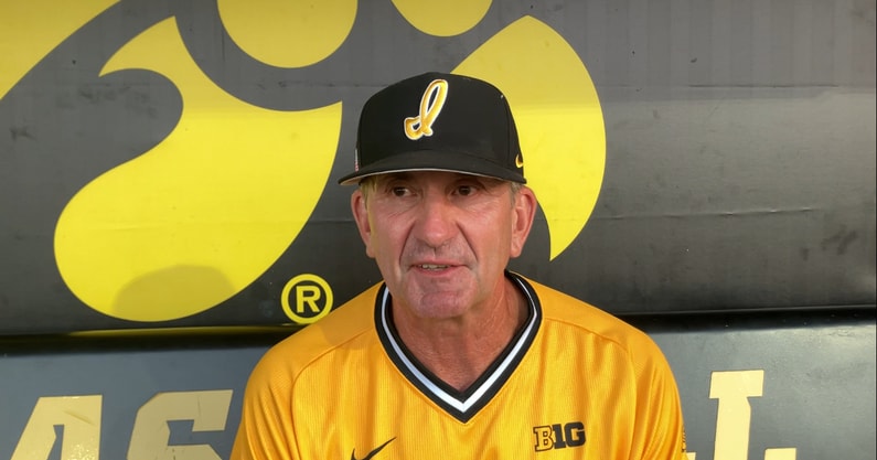 Coach Rick Heller discusses the Hawkeyes win over Missouri. (Photo by Kyle Huesmann)