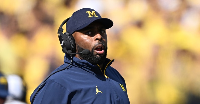 Michigan Wolverines football head coach Sherrone Moore during a 24-10 win over Wisconsin in 2025. (Photo by Lon Horwedel / TheWolverine.com)