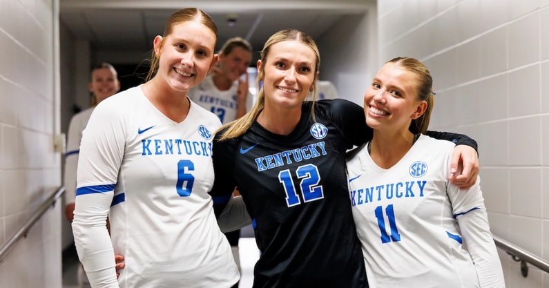 Photo of Kassie O'Brien (left), Molly Tuozzo (middle), and Molly Berezowitz via Marissa Gilchrist, UK Athletics