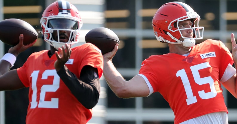 Browns QBs Shedeur Sanders, Joe Flacco