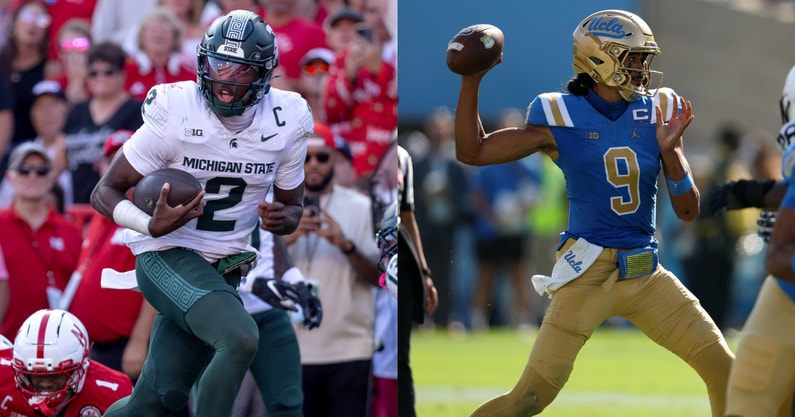 Michigan State QB Aidan Chiles (left) & UCLA QB Nico Iamaleava (right) - Kylie Graham (left) & Kiyoshi Mio (right), USA TODAY Sports