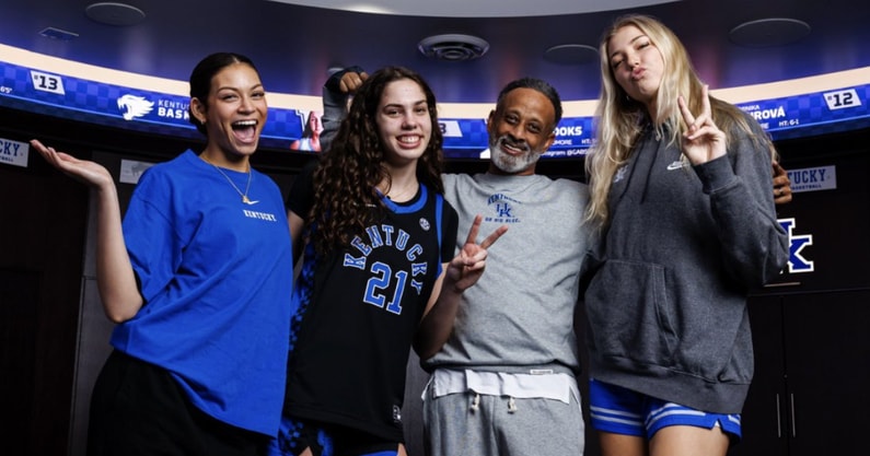Emily McDonald (middle left) during her visit to Kentucky | UK Athletics