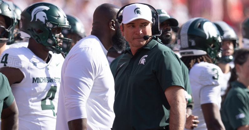 Michigan State Spartans Head Coach Jonathan Smith during the first half of the game against Nebraska at Memorial Stadium. - Kylie Graham, USA TODAY Sports