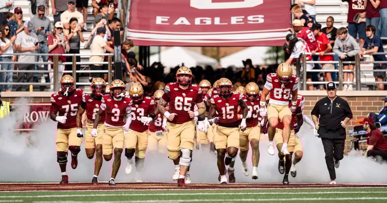 Boston College takes the field at Alumni Stadium (2025 by BC Athletics)
