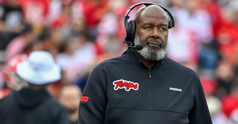 Maryland head coach Mike Locksley during the Terps' loss to Nebraska football