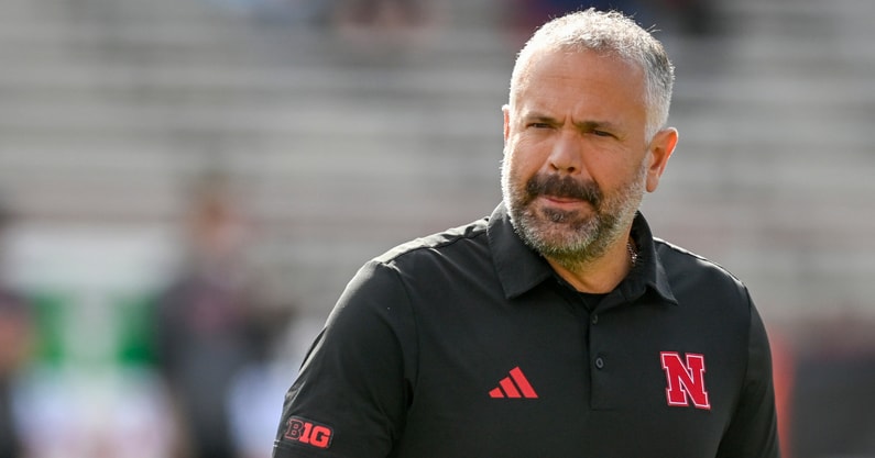 Nebraska football coach Matt Rhule during the Huskers' 34-31 win over Maryland