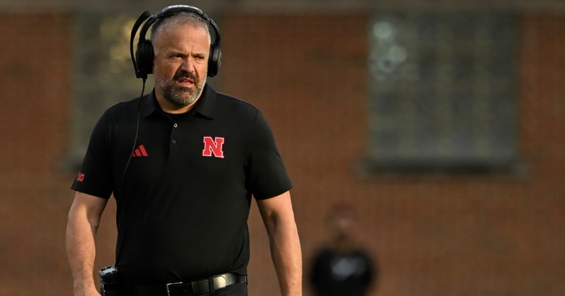 Nebraska football coach Matt Rhule during the Huskers' 34-31 win over Maryland