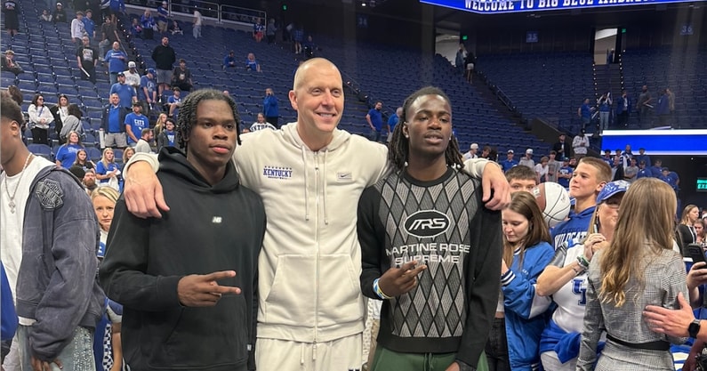 From left to right: Jordan Smith Jr., Mark Pope, Caleb Holt (Photo provided to KSR+ by Jordan Smith Sr.)