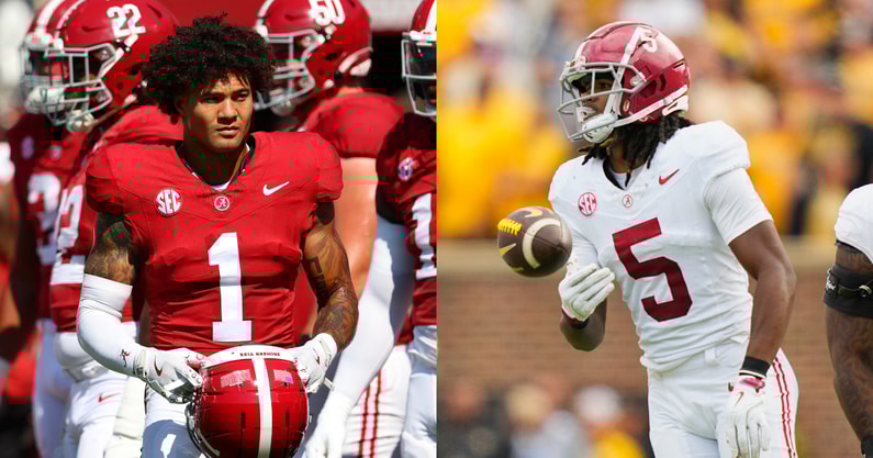 Alabama DBs Domani Jackson and Dijon Lee