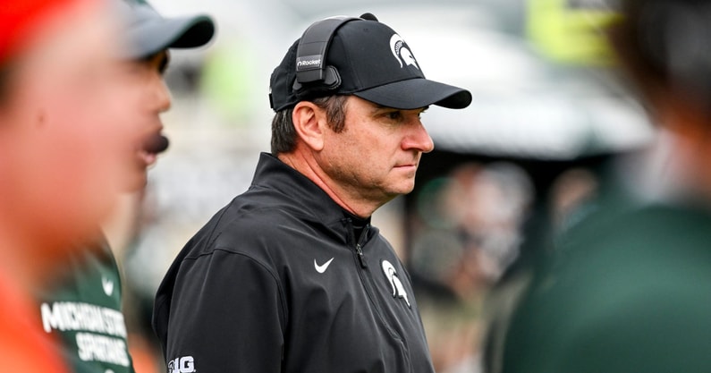 Michigan State's head coach Jonathan Smith looks on during the second quarter in the game against UCLA on Saturday, Oct. 11, 2025, at Spartan Stadium in East Lansing. - Nick King, USA TODAY Sports