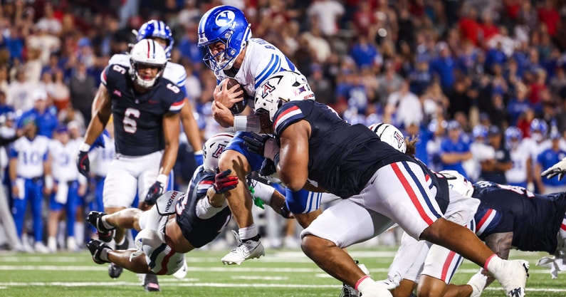 BYU will take on Utah in the Holy War on Saturday. (Photo by Aryanna Frank-Imagn Images)