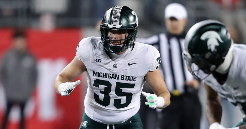 Michigan State Spartans linebacker Sam Edwards (35) during the second half against the Ohio State Buckeyes at Ohio Stadium. - Joseph Maiorana, USA TODAY Sports