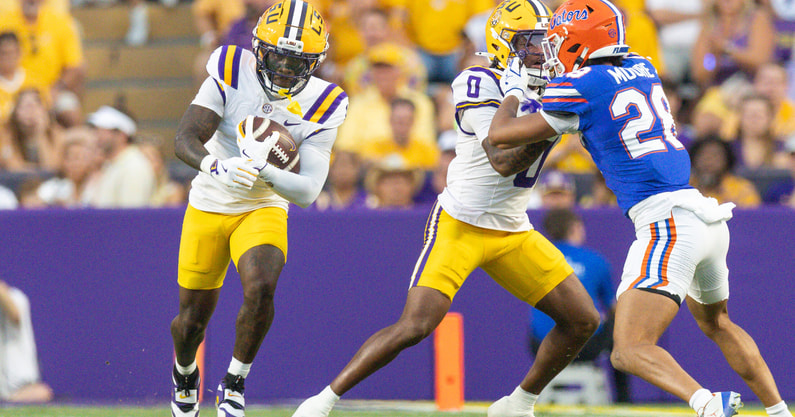 LSU WR Aaron Anderson has been a key piece to the offense in Baton Rouge (Photo: © Stephen Lew-Imagn Images)
