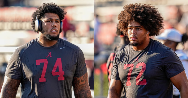Alabama OL Kadyn Proctor and Parker Brailsford