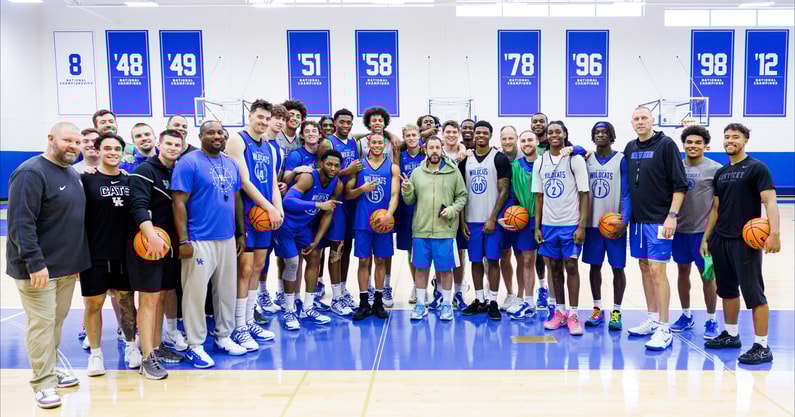 Kentucky is joined by Adam Sandler at practice (Photo via UK Athletics)