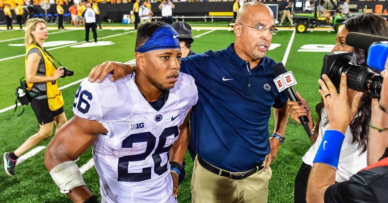 Former Penn State RB Saquon Barkley and HC James Franklin