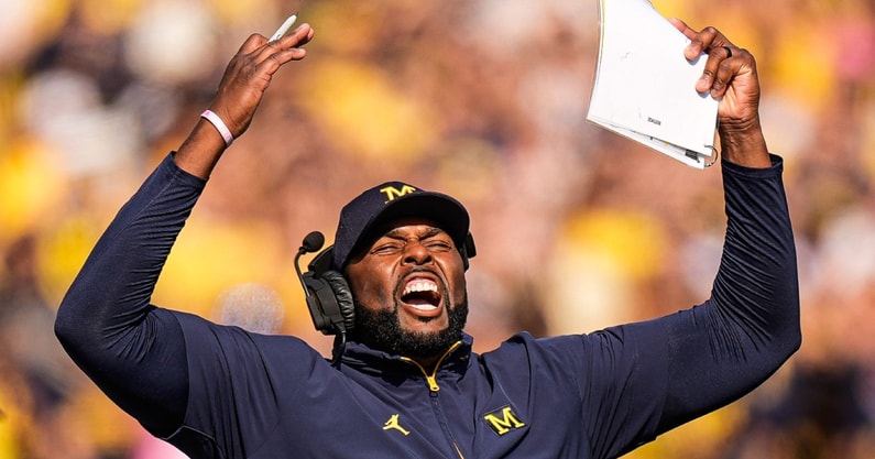 Sherrone Moore led Michigan to a win over Washington. (Junfu Han / USA TODAY NETWORK via Imagn Images)
