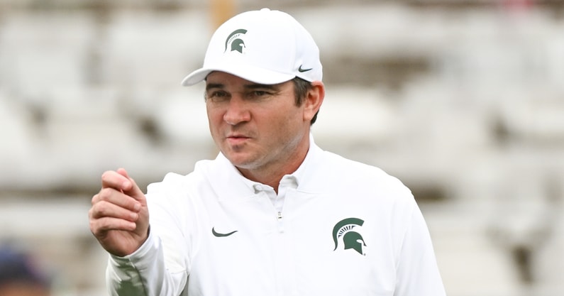 Michigan State Spartans head coach Jonathan Smith watches his team prior to the game against the Indiana Hoosiers at Memorial Stadium. - Robert Goddin, USA TODAY Sports
