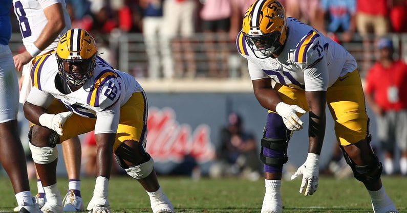 LSU's offensive line will be down one starter vs. Texas A&M (Photo: © Petre Thomas-Imagn Images)