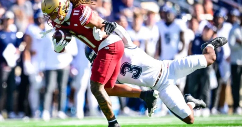BC wide receiver Lewis Bond against UConn on 10/18/25 (By Jaiden Tripi/Getty Images)