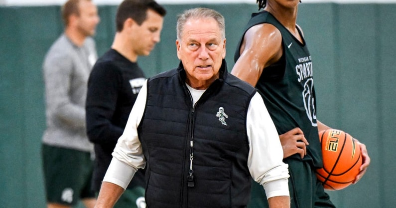 Michigan State's coach Tom Izzo looks on during the first day of basketball practice on Monday, Sept. 22, 2025, at the Breslin Center in East Lansing. - Nick King, USA TODAY Sports