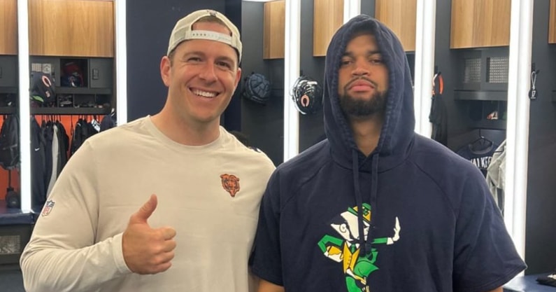 Caleb-Williams-loses-Notre-Dame-USC-bet-dons-Fighting-Irish-gear