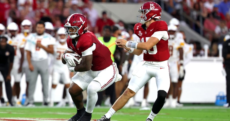 Alabama RB Daniel Hill and QB Ty Simpson