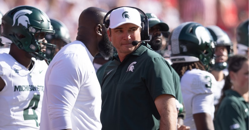 Michigan State Spartans Head Coach Jonathan Smith during the first half of the game against Nebraska at Memorial Stadium. - Kylie Graham, USA TODAY Sports