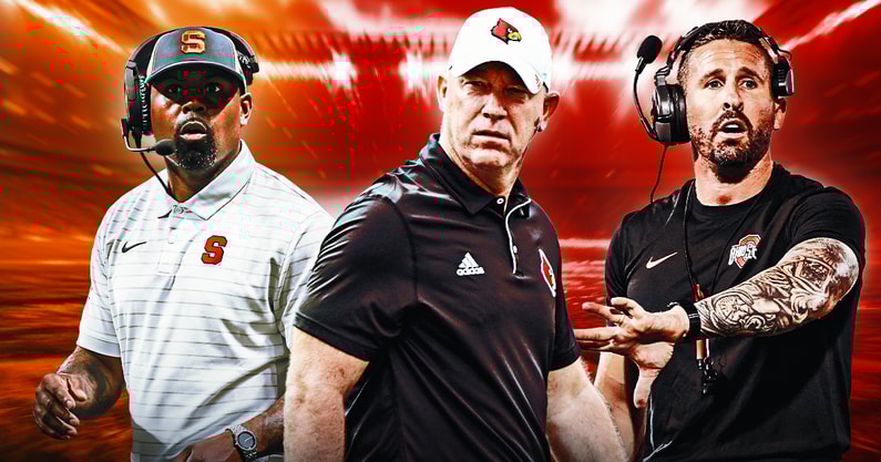 Fran Brown, Jeff Brohm and Brian Hartline