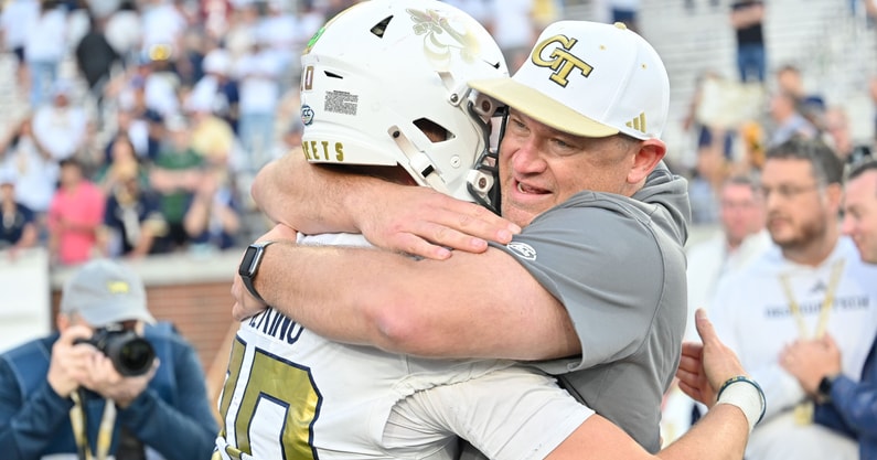 Georgia Tech head coach Brent Key and quarterback Haynes King