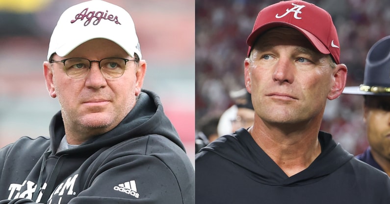 Texas A&M HC Mike Elko, Alabama HC Kalen DeBoer