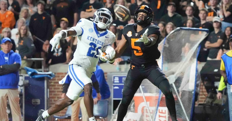 Kentucky DB Jordan Lovett against Tennessee in 2024, via © Caitie McMekin : USA TODAY NETWORK via Imagn Images