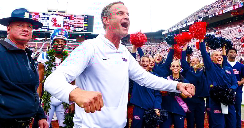 Ole Miss HC Lane Kiffin after the Oklahoma game