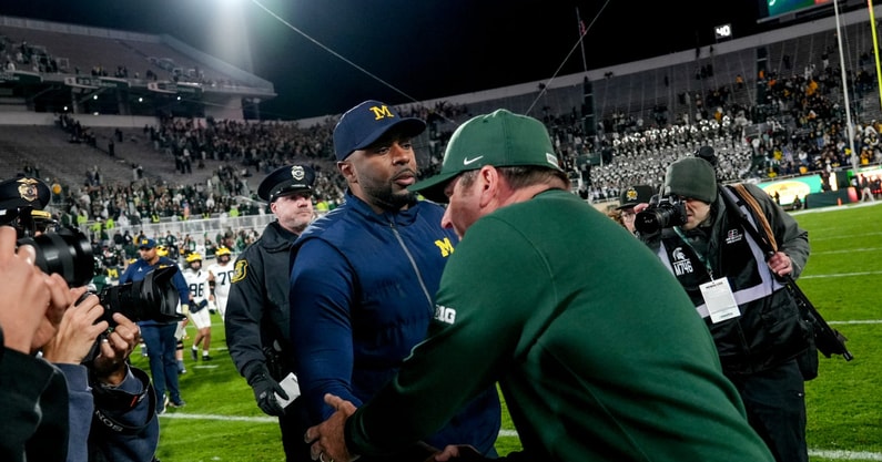 Sherrone Moore Jonathan Smith handshake