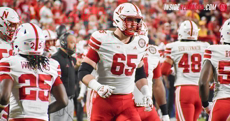 Nebraska football offensive tackle Teddy Prochazka during the Huskers' season-opening win over Cincinnati