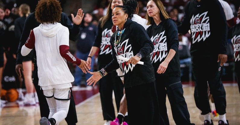 South Carolina women's basketball coach Dawn Staley during an exhibition game vs Anderson on October 24 2025-Katie Dugan GamecockCentral