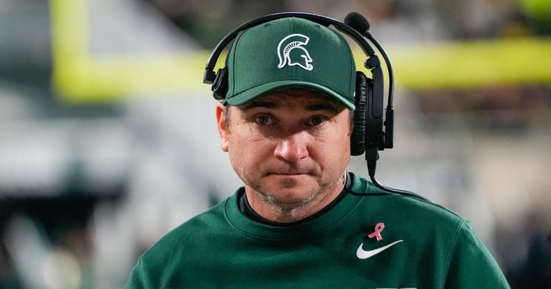 Michigan State Spartans head coach Jonathan Smith on the sidelines against the Michigan Wolverines during the first half at Spartan Stadium. - Brendan Mullin, USA TODAY Sports
