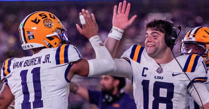 LSU QBs Garrett Nussmeier, Michael Van Buren