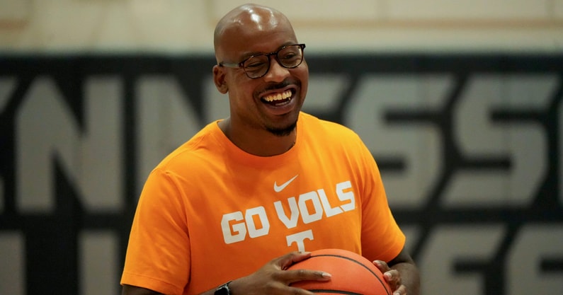 Saul Young/News Sentinel / USA TODAY NETWORK via Imagn Images  Tennessee assistant basketball coach Amorrow Morgan at practice on September 23, 2025, in Knoxville, Tennessee.