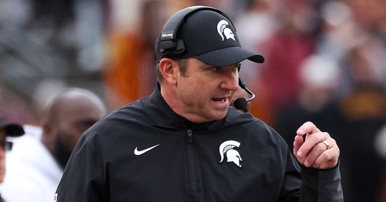 Michigan State Spartans head coach Jonathan Smith looks on during the first half against the Minnesota Golden Gophers at Huntington Bank Stadium. - Matt Krohn, USA TODAY Sports