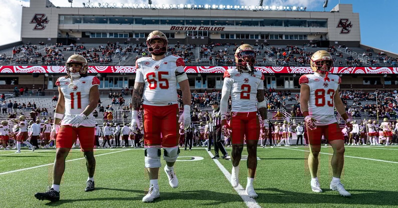 BC captains prior to the Red Bandana Game 11/9/25 (BC Athletics)