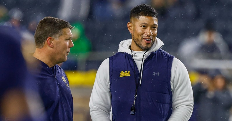 Notre Dame coaches Marcus Freeman Chris Ash Navy