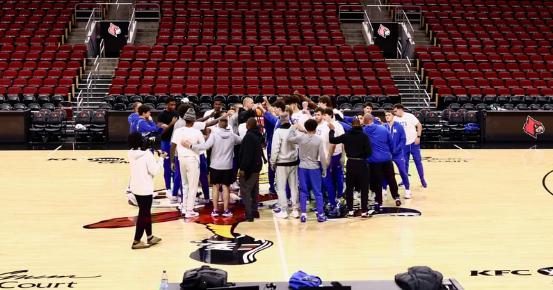 Kentucky prepares for Louisville at the KFC Yum! Center (Photo via UK Athletics)