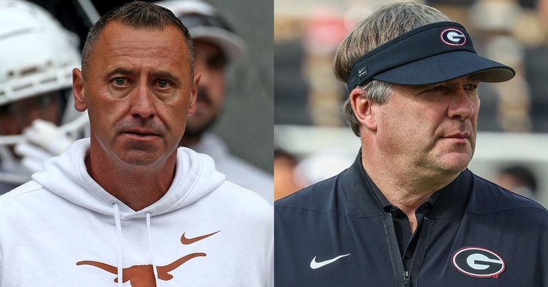Texas HC Steve Sarkisian, Georgia HC Kirby Smart