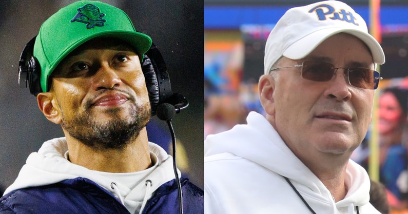 Notre Dame HC Marcus Freeman, Pittsburgh HC Pat Narduzzi