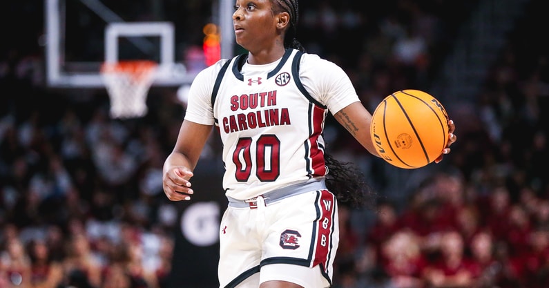 South Carolina women's basketball player Ta'Niya Latson during the Clemson game on Nov. 11, 2025 (Katie Dugan | GamecockCentral.com)