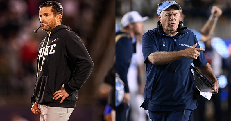 Duke HC Manny Diaz, North Carolina HC Bill Belichick
